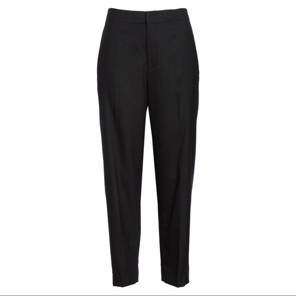Club Monaco Wool Tuxedo Stripe Pants Black Base Cropped Ankle Size 4 NWT $179 - Picture 6 of 9